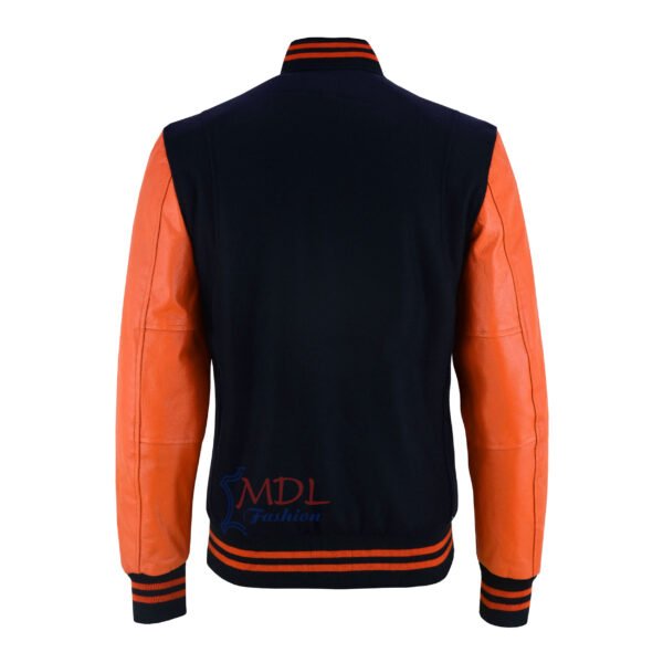 MDL FASHION Women Varsity Jacket Black Orange