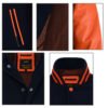 MDL FASHION Women Varsity Jacket Black Orange