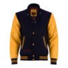 MDL FASHION Women Varsity Jacket Black Old Gold