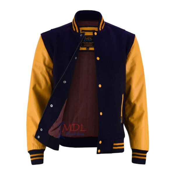 MDL FASHION Women Varsity Jacket Black Old Gold
