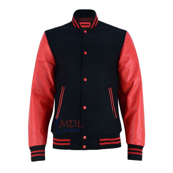 Women-Varsity-Jacket-BR MDL FASHION Women Varsity Jacket Black Red