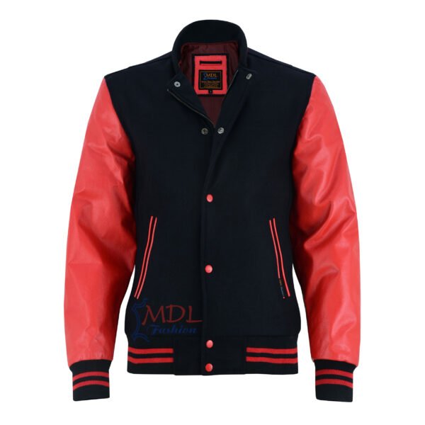 Women-Varsity-Jacket-BR2 MDL FASHION Women Varsity Jacket Black Red