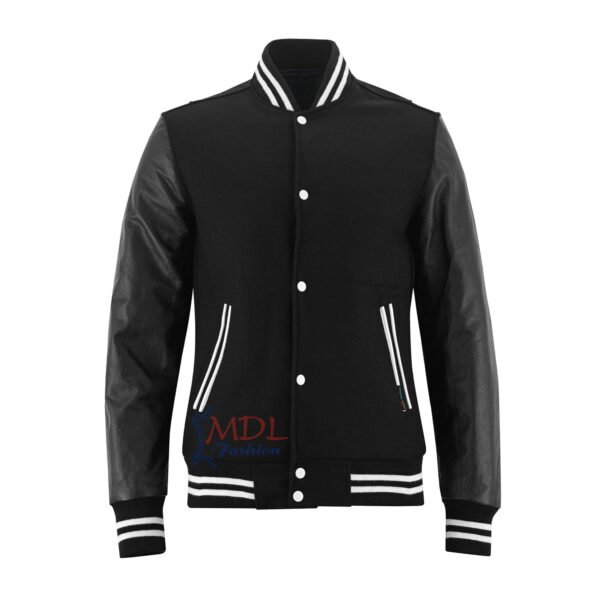 Women-Varsity-Jacket-BWL MDL FASHION Women Varsity Jacket Black White
