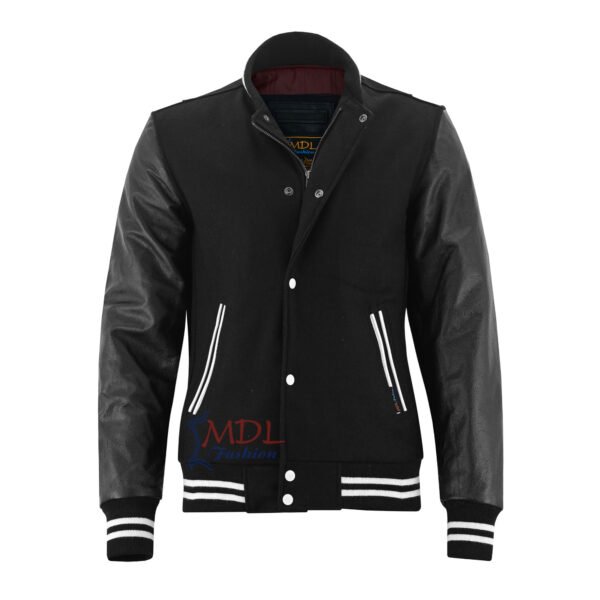 Women-Varsity-Jacket-BWL1 MDL FASHION Women Varsity Jacket Black White