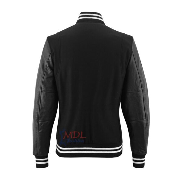 Women-Varsity-Jacket-BWL3 MDL FASHION Women Varsity Jacket Black White