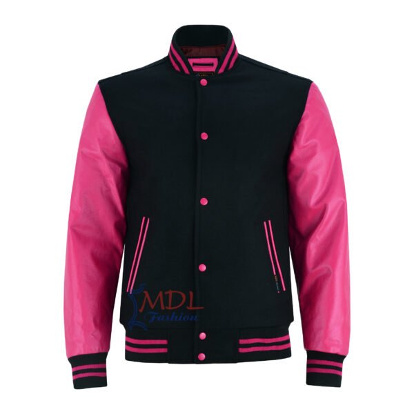 Women-Varsity-jacket-pink MDL FASHION Women Varsity Jacket Black Pink
