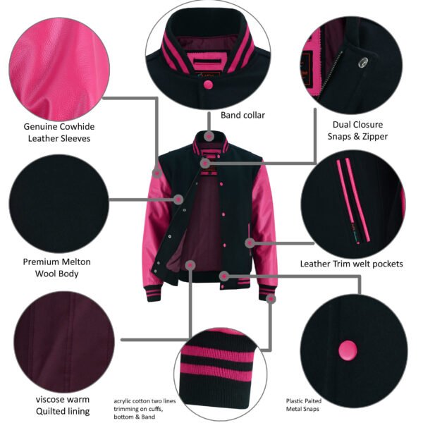Women-Varsity-jacket-pink5 MDL FASHION Women Varsity Jacket Black Pink