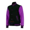 MDL FASHION Women Varsity Jacket Black Purple