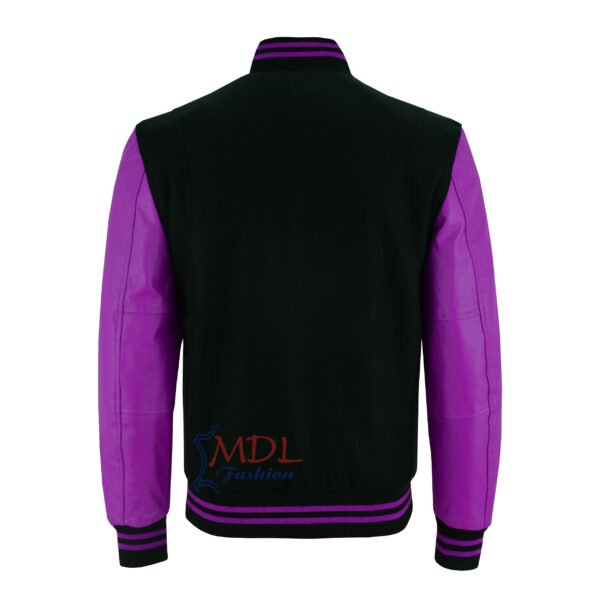 MDL FASHION Women Varsity Jacket Black Purple