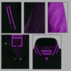 MDL FASHION Women Varsity Jacket Black Purple