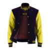 MDL FASHION Women Varsity Jacket Black Yellow