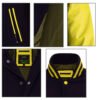 MDL FASHION Women Varsity Jacket Black Yellow
